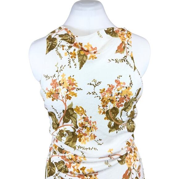 NWT Reformation Maxi Dress White Yellow Floral Strappy Cross Back Mock Neck Sz10 - Picture 9 of 10